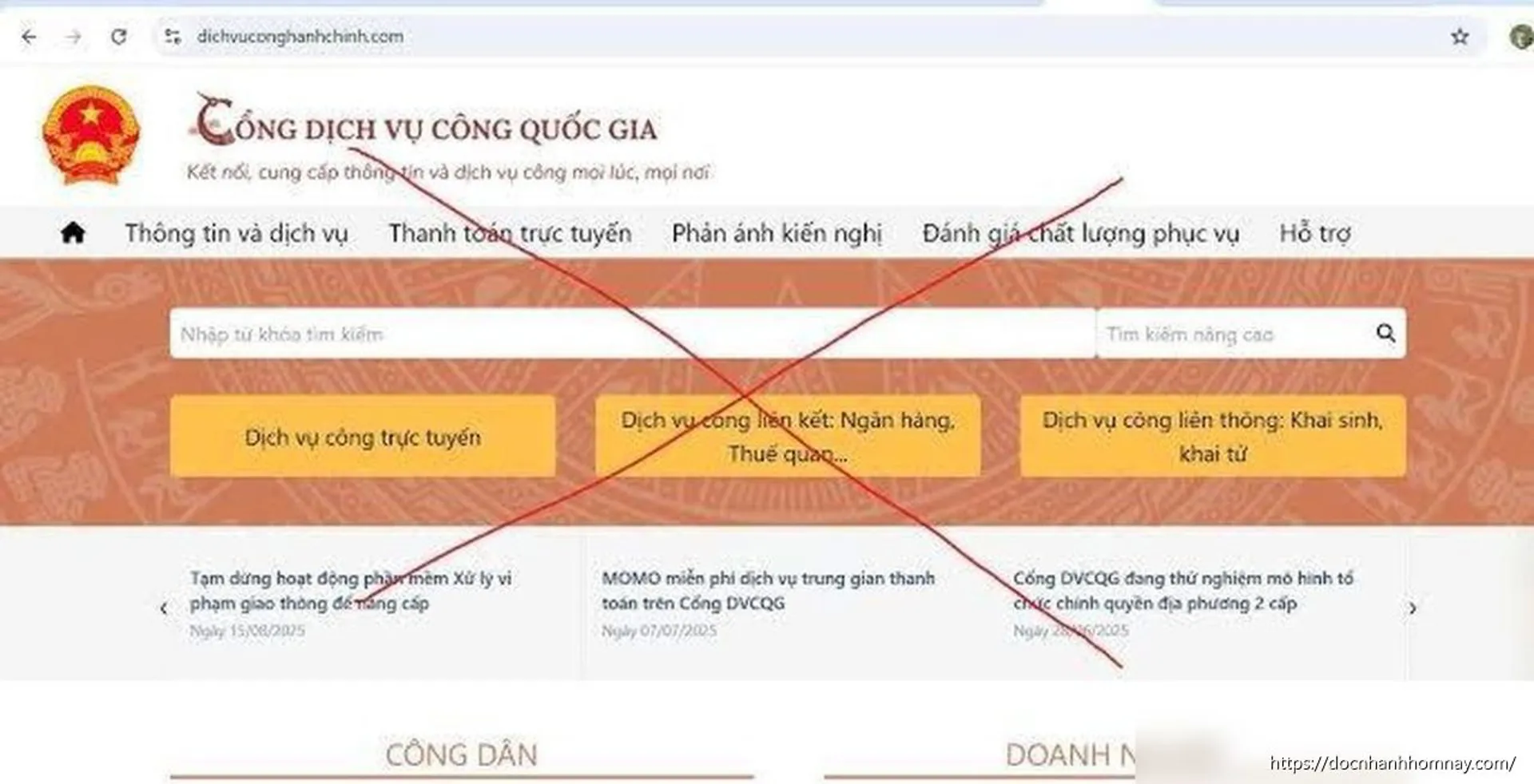 Cảnh báo: Trang web giả mạo 'dichvuconghanhchinh.com' lừa đảo người dân