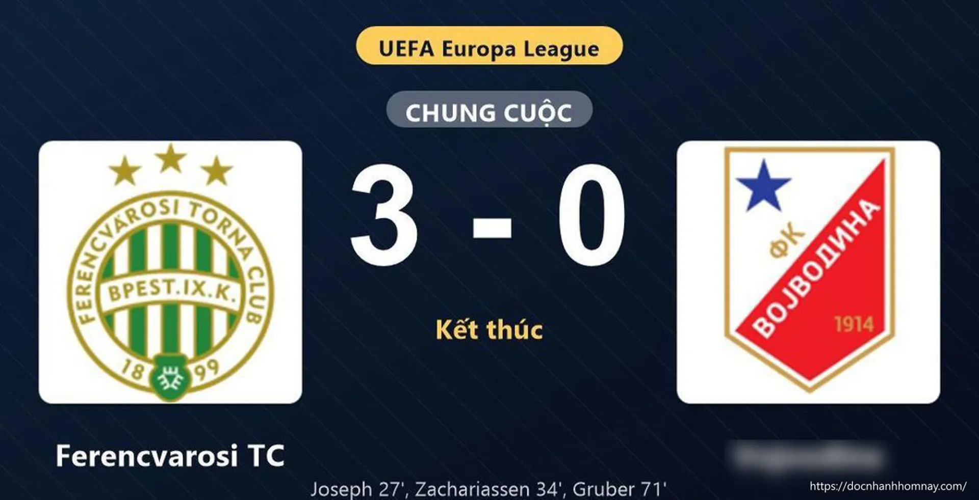 Ferencvarosi TC thắng đậm Vojvodina 3-0: Màn trình diễn áp đảo