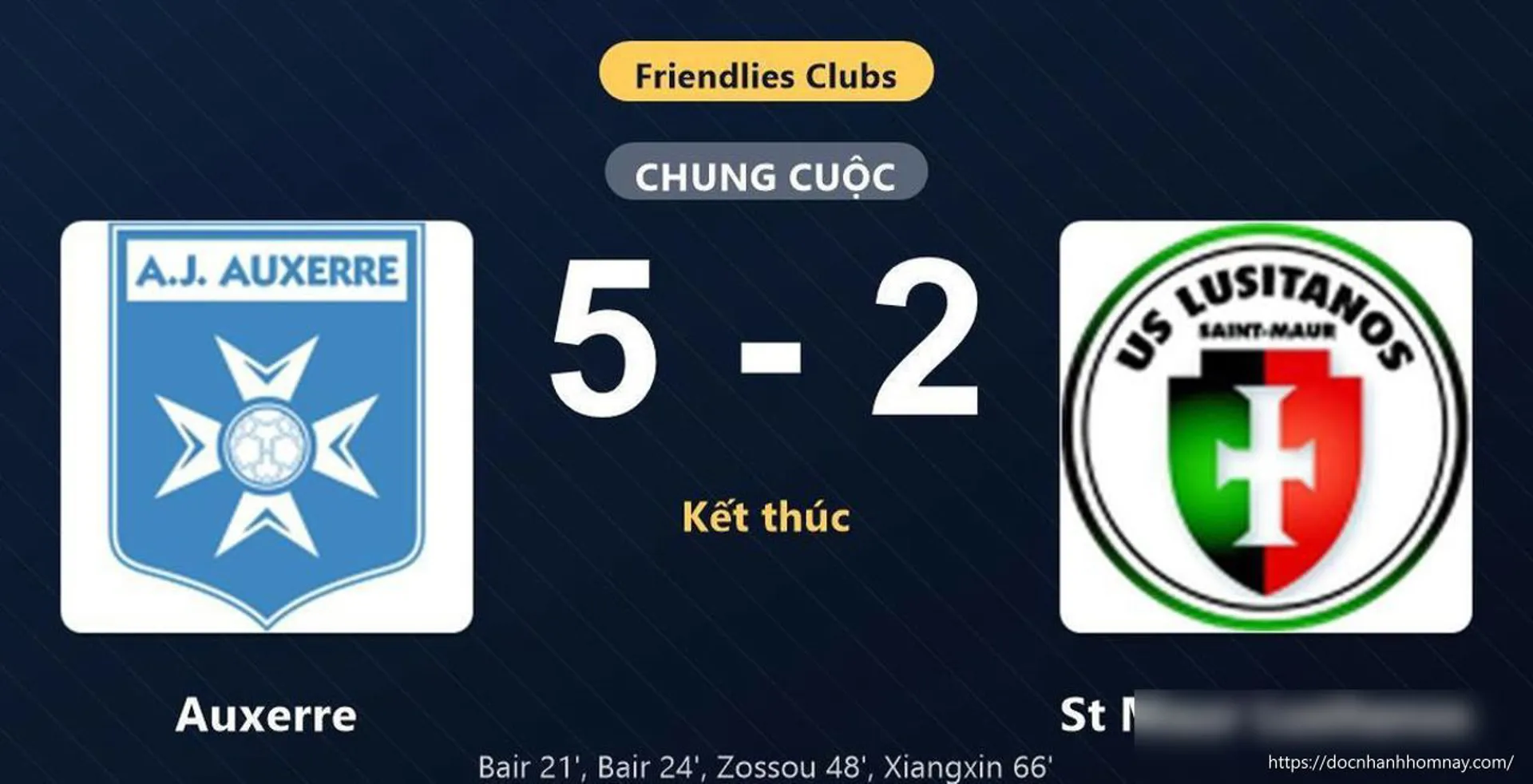 Auxerre hủy diệt St Maur Lusitanos 5-2: Màn trình diễn hủy diệt của T. Bair
