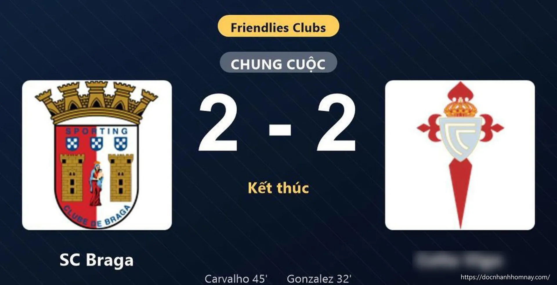 SC Braga và Celta Vigo cống hiến màn rượt đuổi tỷ số mãn nhãn