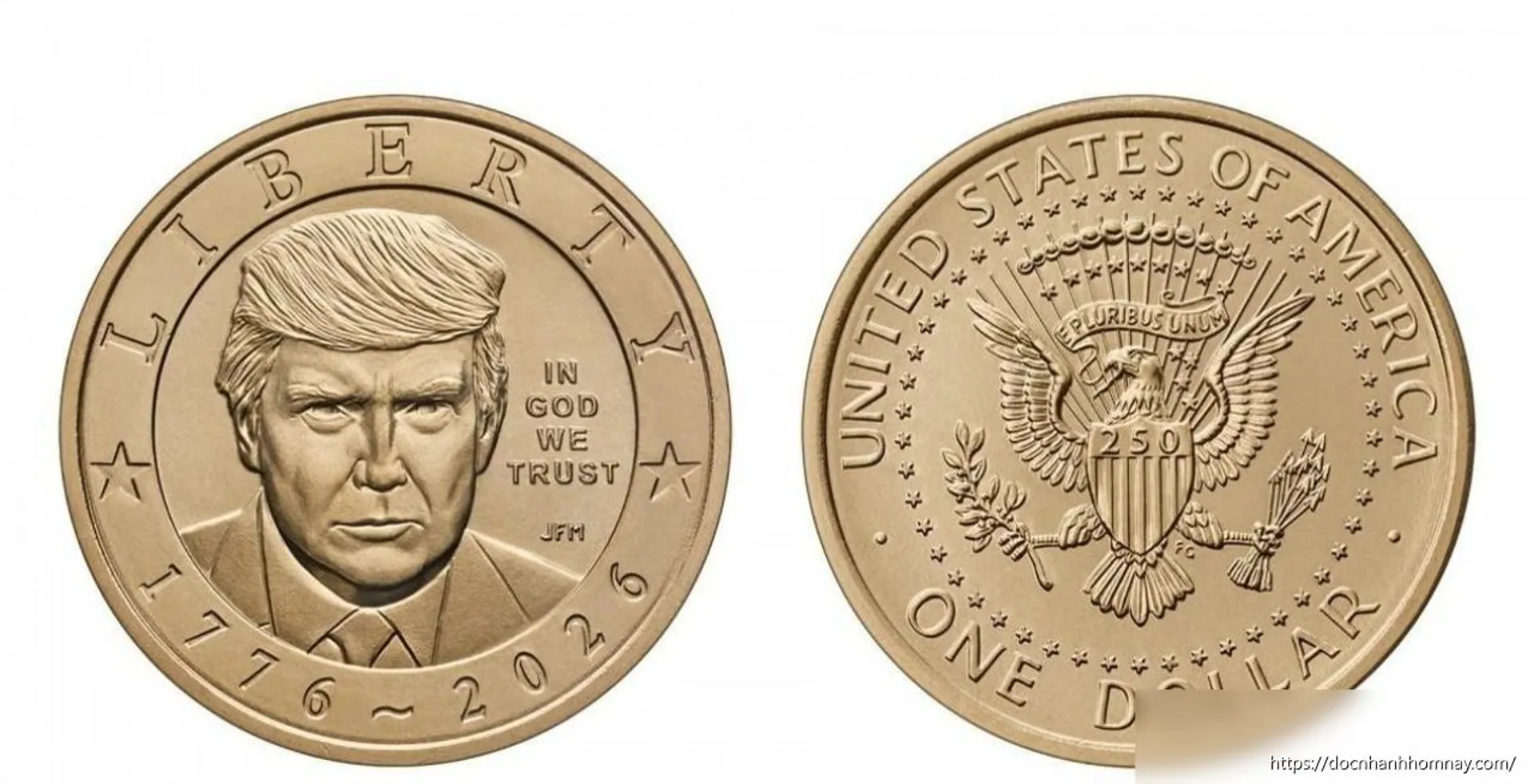Mỹ đúc đồng xu vàng 1 USD in hình ông Trump gây tranh cãi