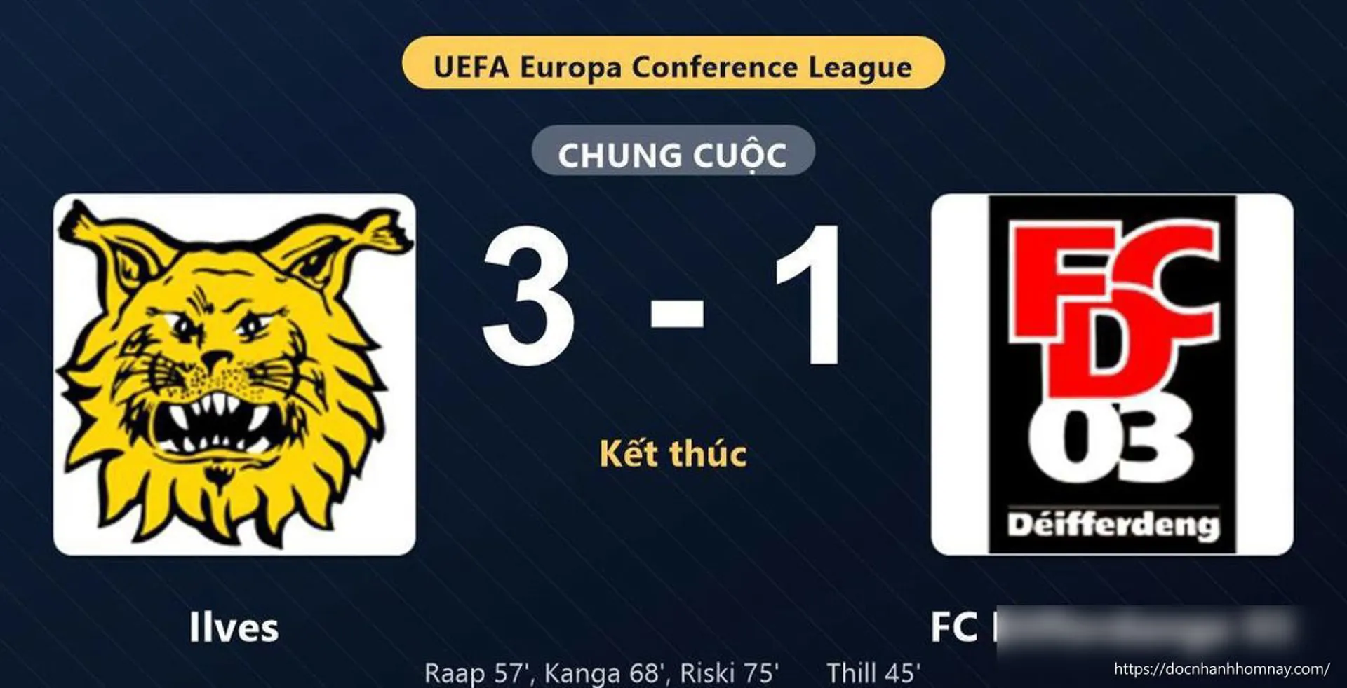 Ilves ngược dòng ngoạn mục trước FC Differdange 03: Chiến thắng 3-1 đầy kịch tính