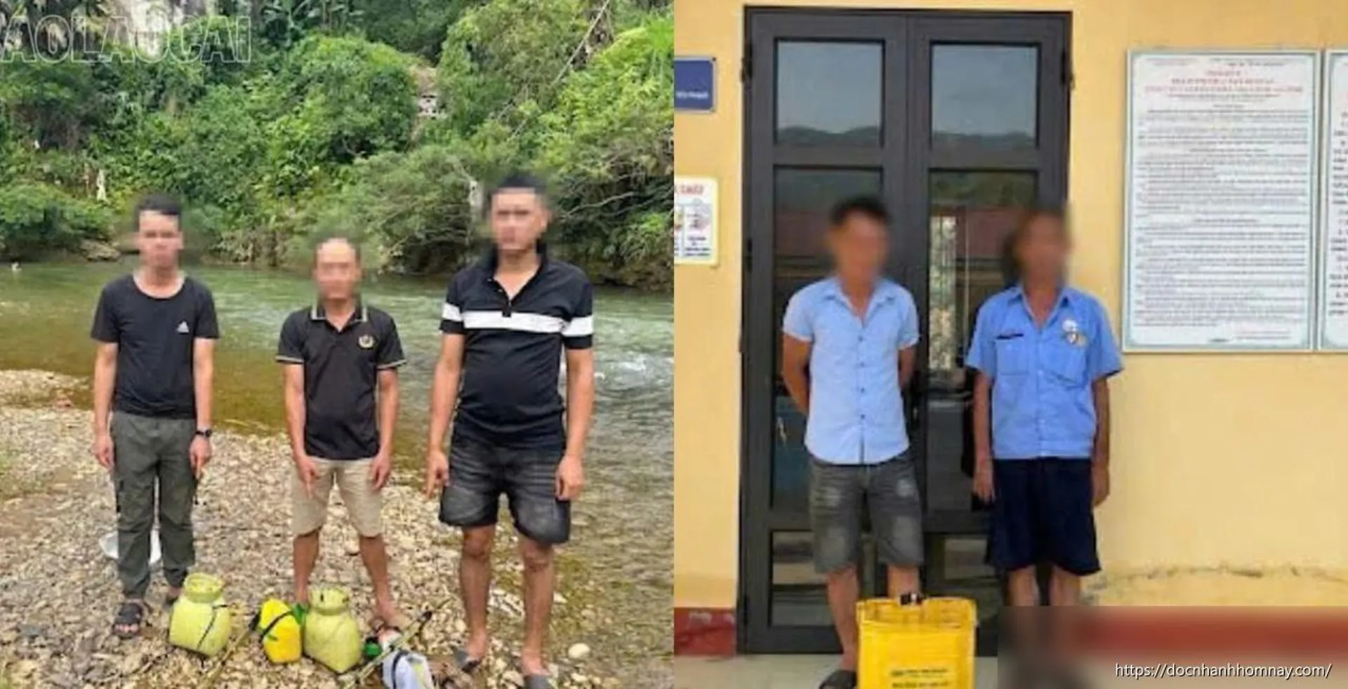 Công an xã Lương Thịnh xử phạt 5 trường hợp dùng kích điện khai thác thủy sản trái phép