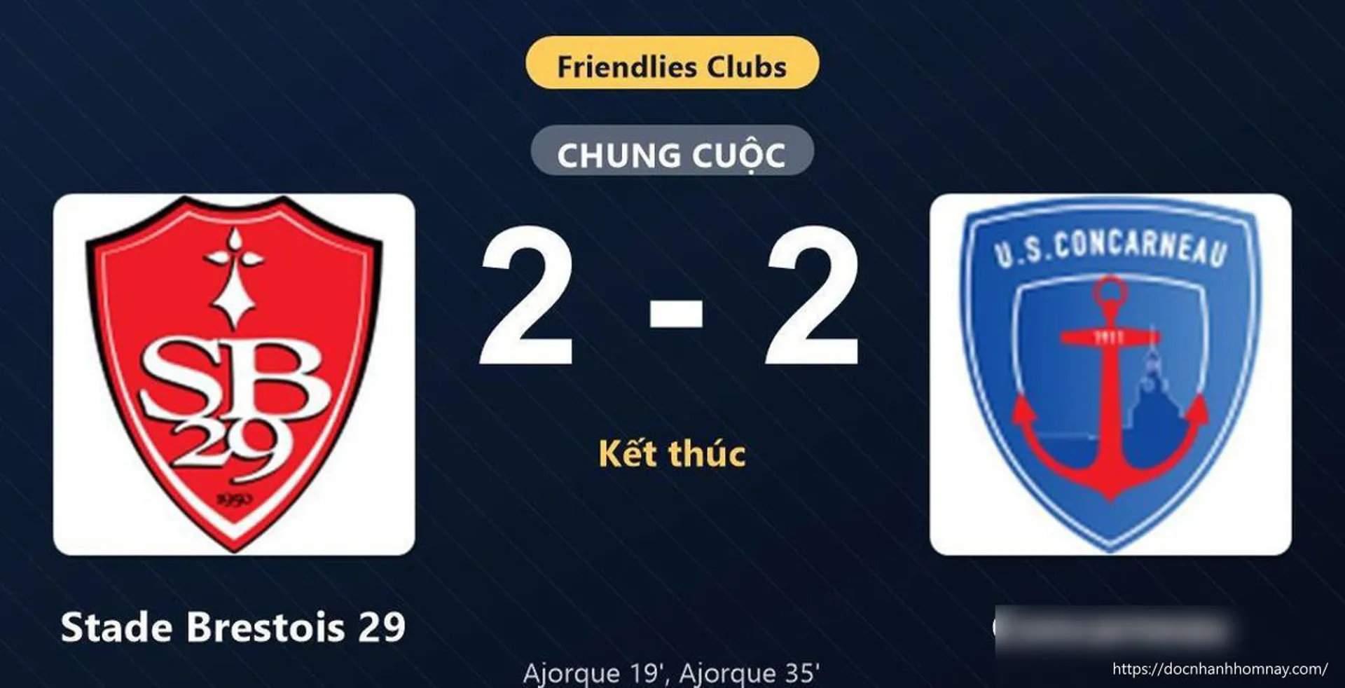 Stade Brestois 29 và Concarneau hòa kịch tính 2-2: Màn rượt đuổi tỷ số mãn nhãn